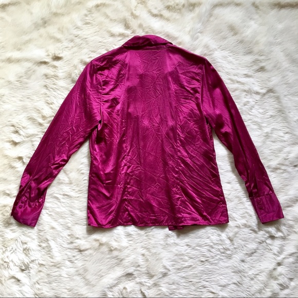 90s 100% Silk Tie-Front Button Down Blouse - Picture 5 of 5